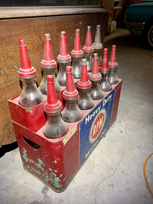 Rare Old 12-Bottle RPM Motor Oil Rack