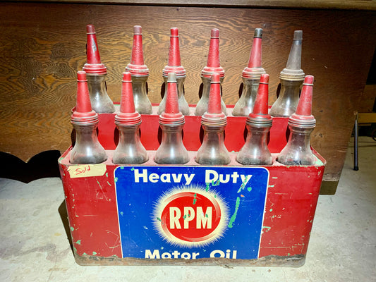 Rare Old 12-Bottle RPM Motor Oil Rack